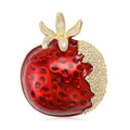 Red Pomegranate Brooch With Decorative Crystal And Enamel Details view 3
