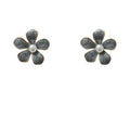 Dusty Blue Enamel Flower Pearl Center Stud Earrings view 5