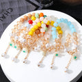Beaded Stretch Bracelets Flower Pearl Charm Six Colors view 1