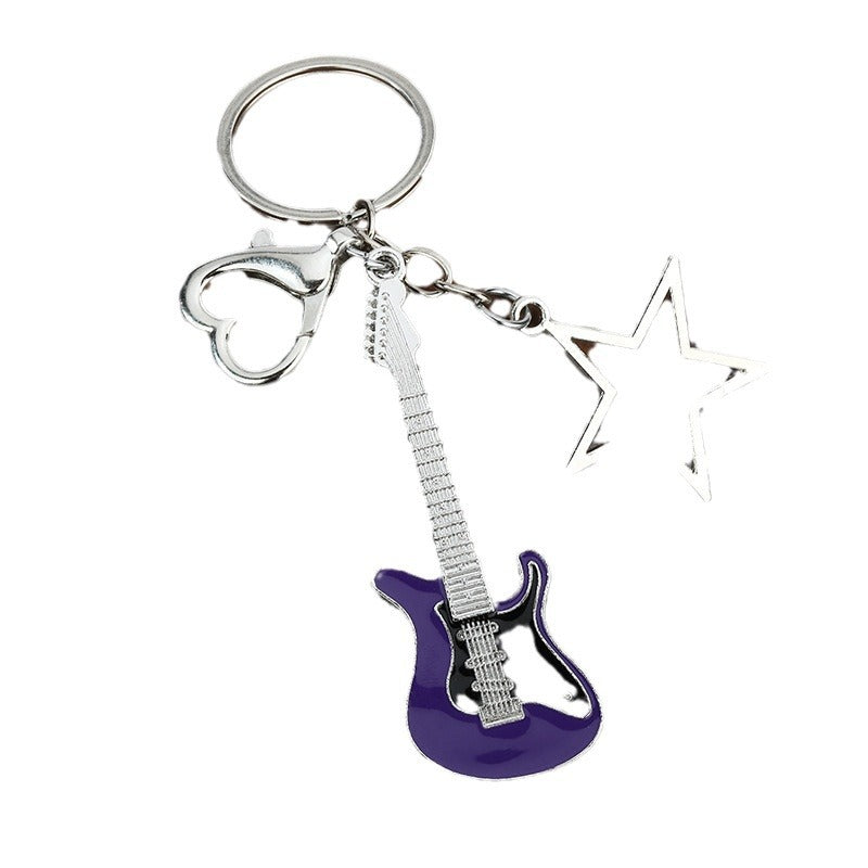 Electroplated Guitar Zinc Alloy Keychain Bag Charm Gift Accessory