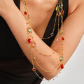 Gold Bead Station Necklace Teardrop Triangle Czech Glass view 4