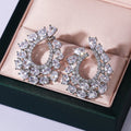 Silver Tone Open Floral Wreath Stone Stud Earrings view 1