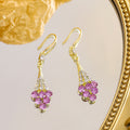 Gold Teardrop Crystal Drop Earrings Green and Purple view 7