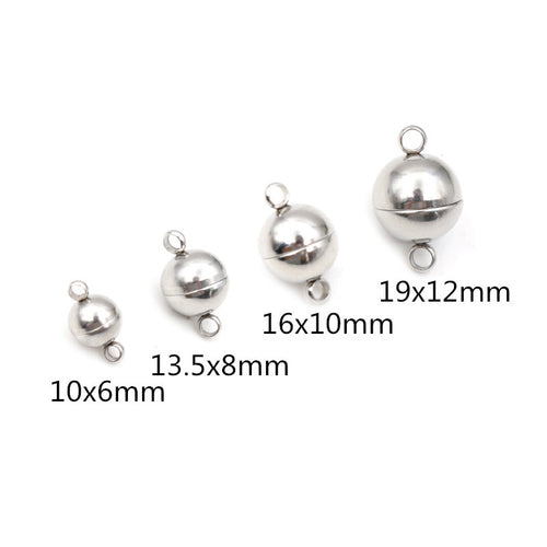 Round Stainless Steel Magnetic Jewelry Clasps in Four Sizes, close view of the finish and front surface