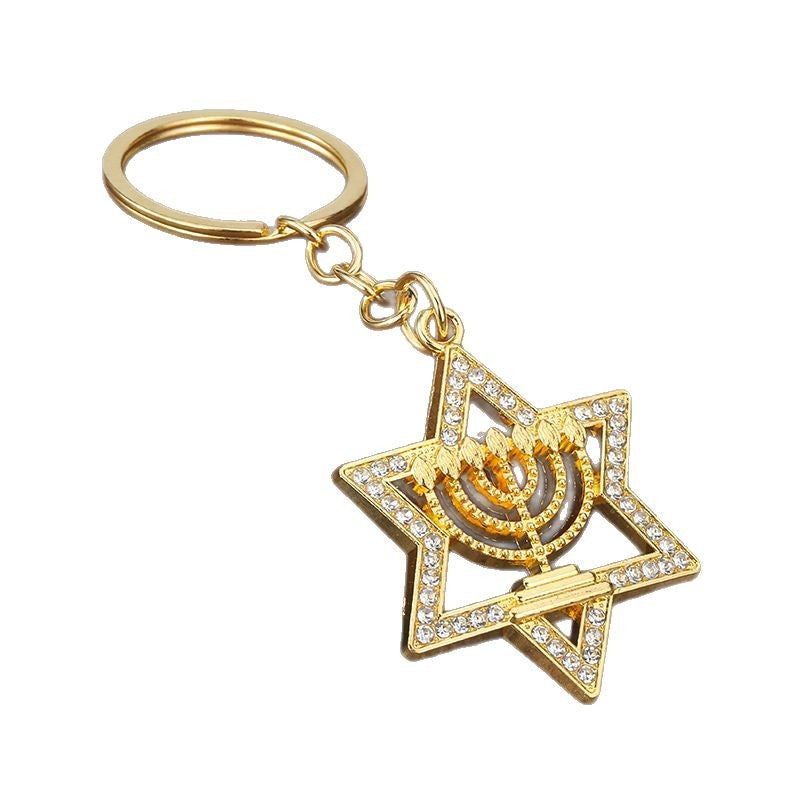 Minimalist Six-Point Star Zinc Alloy Keychain Gift Accessory