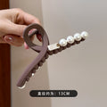 Matte Coffee Pearl Shark Claw Hair Clip About 13 cm view 6