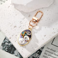 Gold Tone Pearl and Rhinestone Oval Clip Keychains in Six Colors view 4