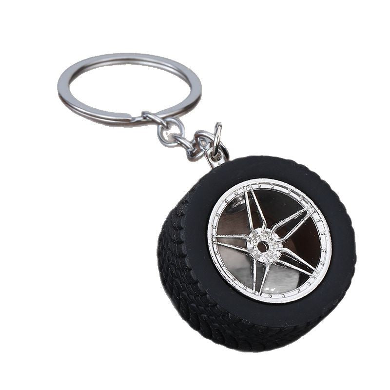 Creative Tire Wheel Rim PVC Keychain Car Accessory Gift Pendant