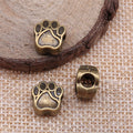 Paw Print Square Large-Hole Metal Bead in Two Antique Finishes view 4