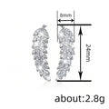 Pave Cubic Zirconia Feather Stud Earrings, Brass, Three Tones view 4