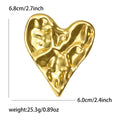 Hammered Irregular Heart Brooch with Polished Metal Finish view 5