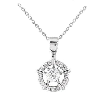Silver Tone Open Circle Floral Pendant Necklace Polished Jewelry