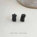Black Crystal Pave Half Hoop Stud Earrings Dark Gunmetal view 1