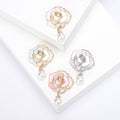 Camellia Pearl Drop Brooch Enamel Openwork Four Color Pin view 1