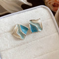 Color Block Diamond Stud Earrings In Three Pastel Colors view 8