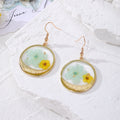 Pressed Flower Resin Round Earrings Gold Crescent 7 Styles view 10