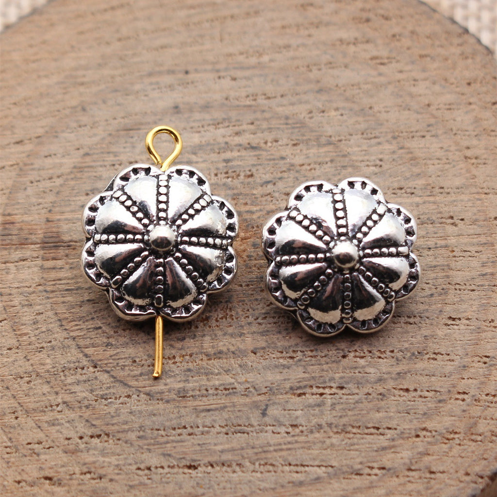 14x14x8.5mm 3.6g Antique Silver Zinc Alloy Flower Shape Spacer Beads for DIY Bracelet Necklace Making