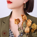 Hollow Rectangular Square Geometric Hoop Stud Earrings Metal view 3