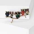 Five Owl Branch Brooch With Enamel and Crystal Details view 5
