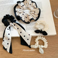 Polka Dot Pearl Bow Scrunchies And Ribbon Hair Ties view 2