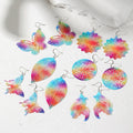 Silver Tone Rainbow Openwork Geometric Hook Earrings view 1