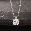 Round Clear CZ Pendant Necklace V Bail Silver Cable Chain view 2