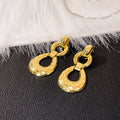 Hammered Teardrop Link Dangle Earrings Gold Silver view 4