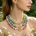 Multicolor Twelve Millimeter Round Bead Necklace With Carabiner Clasp view 3