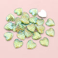 Iridescent Mermaid Scale Heart Resin Cabochons in Nine Colors view 11