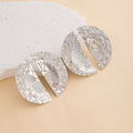 Hammered Split Round Disc Oversized Statement Stud Earrings view 7