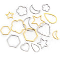 Geometric Outline Metal Charms in Star Moon Heart and Floral Shapes view 5