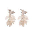 Silver Tone Layered Leaf Cluster Drop Earrings Jewelry view 5