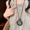 Long Cord Pendant Necklace in Six Wood and Metal Designs view 4