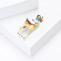 Spotted Deer Enamel Brooch with Blue Crystal Antlers view 3