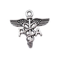 Antique Silver PA Caduceus Medical Symbol Charm Pendant view 3