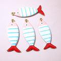 Striped Enamel Fish Charms With Red Tails in Eleven Colors view 11