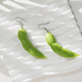 Realistic Green Edamame Pod and Bean Drop Earrings in Two Sizes view 3