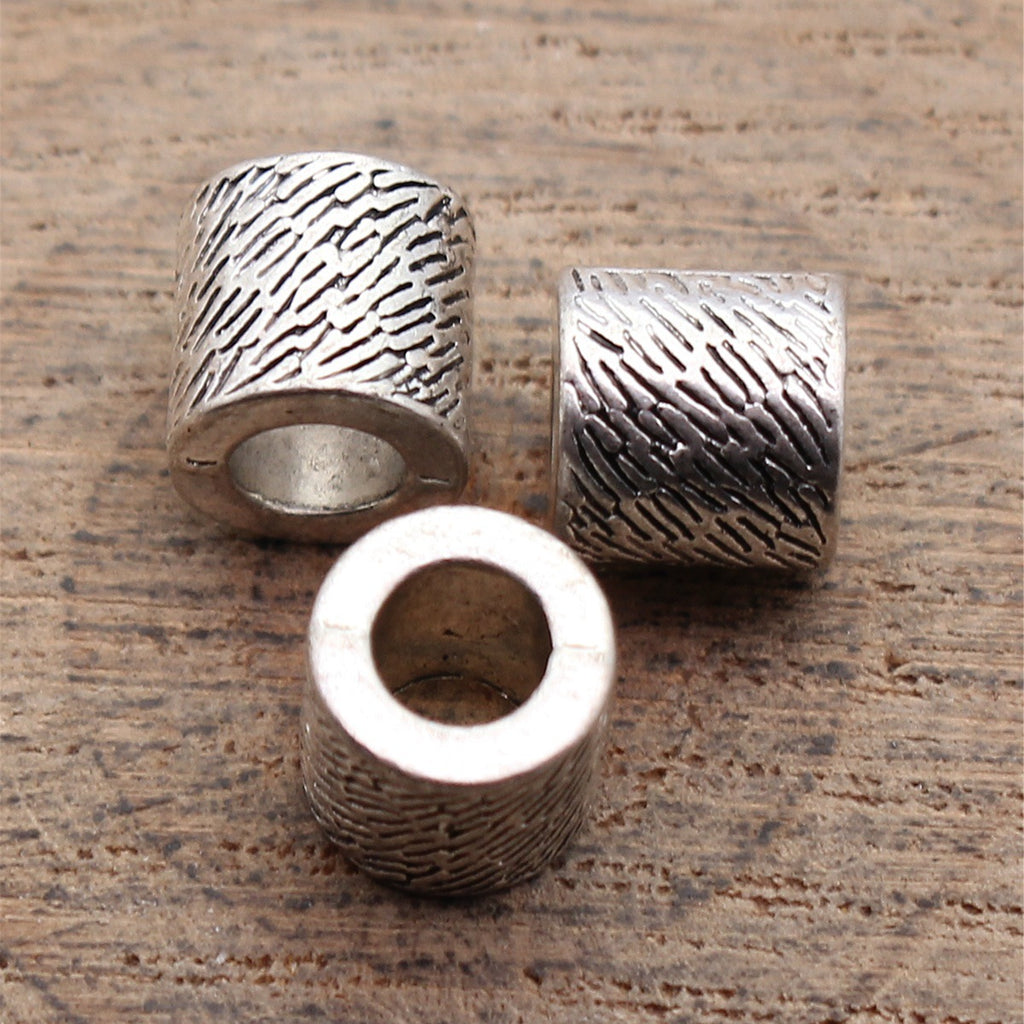 8.1x8x7.9mm 1.6g Antique Silver Zinc Alloy Textured Large Hole Spacer Beads for Dreadlock Jewelry