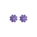 Purple Crystal Flower Clip On Earrings Statement Jewelry view 5