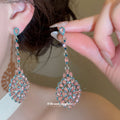 Pink Blue Crystal Drop Earrings Multicolor Gunmetal Ring view 2