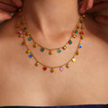 Gold Steel Heart Enamel Charm Necklace And Bracelet Set view 2
