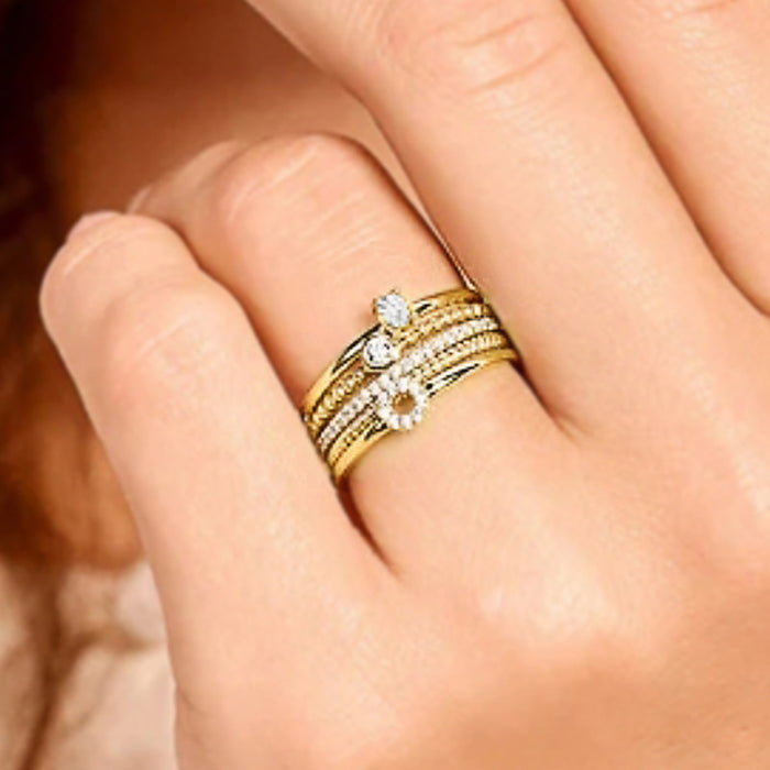 Minimal Crystal Accent Stacking Ring in Two Finishes