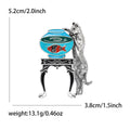 Cat and Fishbowl Brooch Pin in Gold or Silver Tone view 7