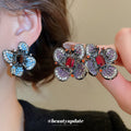 Multicolor Crystal Flower Stud Earrings in Two Colorways view 2