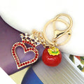Persimmon Enamel Keychain Gold Tone Lucky Fruit Bag Charm view 6