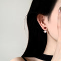 Gold Tone Red and Clear Crystal Asymmetric Stud Earrings view 2