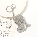 Silver Gold Rhinestone Mermaid Keychain Metal Bag Charm view 1