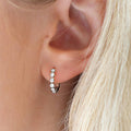 Bezel Set Clear Stone Huggie Hoop Earrings Two Tones view 3