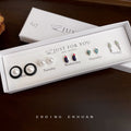 Five Pair Mini Stud Earring Box Pearl Eggplant Leaf Bar view 4