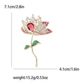 Gradient Crystal Lotus Stem Brooch Pin in Two Colors view 7